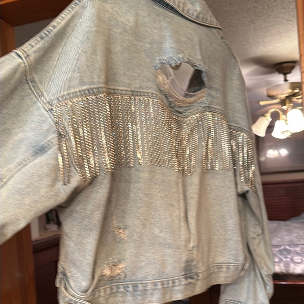 Classic Blue Jean Jacket with Rugged Texture